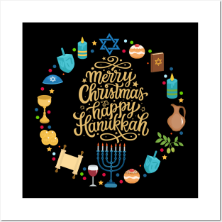 Happy Hanukkah Jewish Merry Christmas Women Men Kids Cute Posters and Art